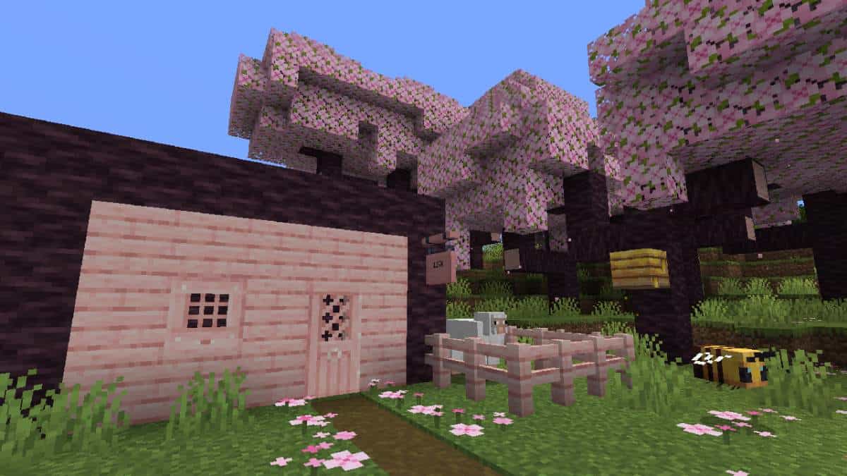 Casa com madeira de cerejeira #minecraft #build #tutorial 